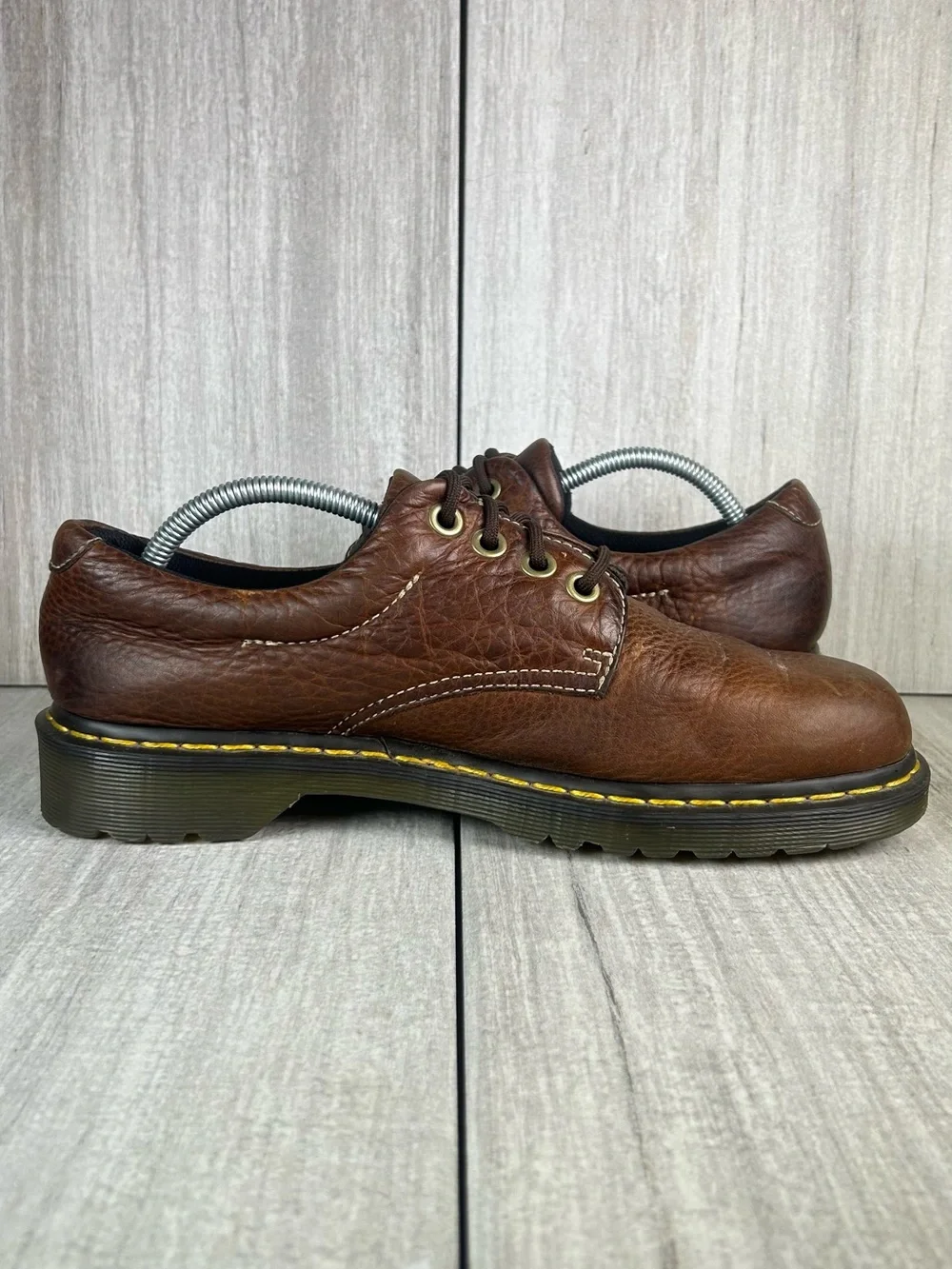 Y2K Dr. Martens Docs Boston Brown Pebbled Leather Derby Oxford Shoes Men Size 10